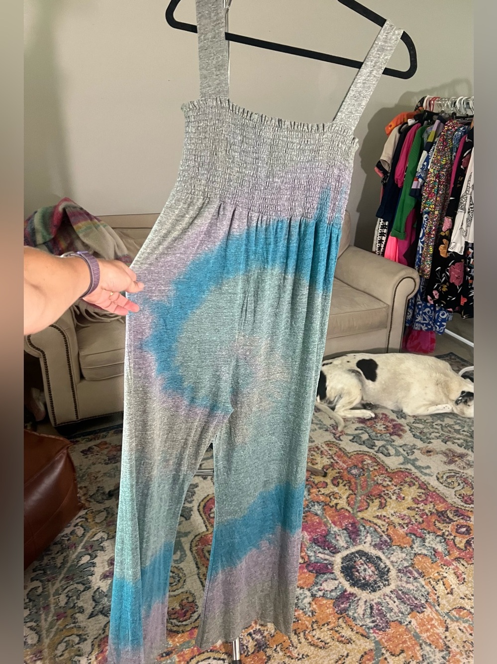 NWT Chaser Smocked Tie Dye Jumpsuit XS